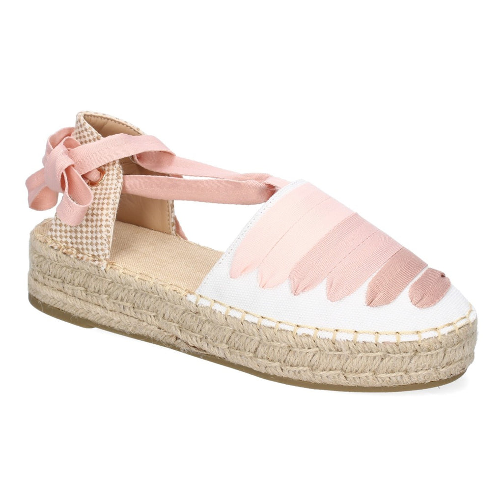 Alpargata Plana Valenciana con Cintas Decorativas Rosas para Mujer
