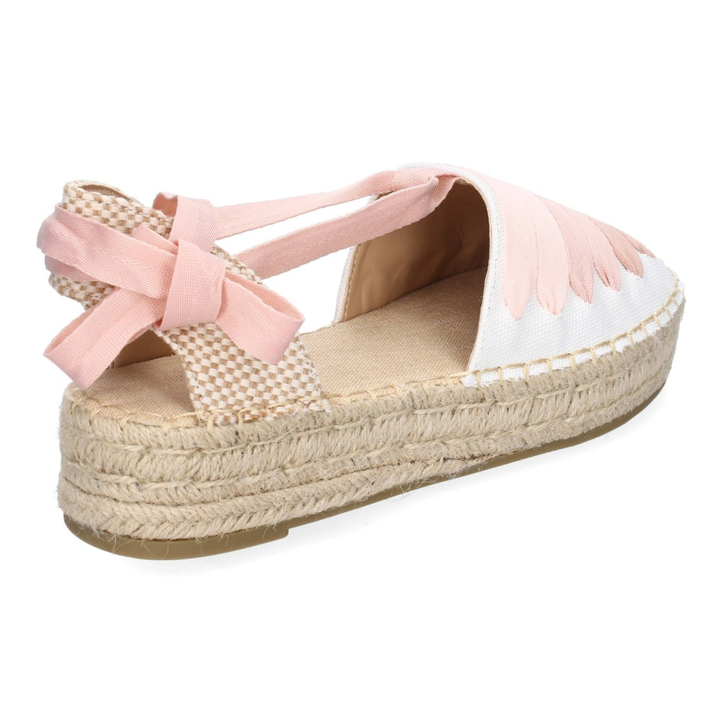 Alpargata Plana Valenciana con Cintas Decorativas Rosas para Mujer