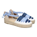 Alpargata Plana Valenciana con Cintas Decorativas Azules para Mujer