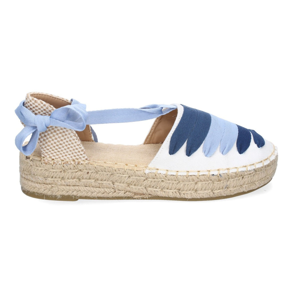 Alpargata Plana Valenciana con Cintas Decorativas Azules para Mujer