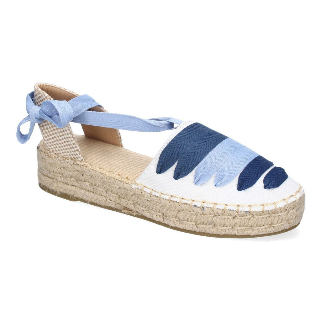 Alpargata Plana Valenciana con Cintas Decorativas Azules para Mujer