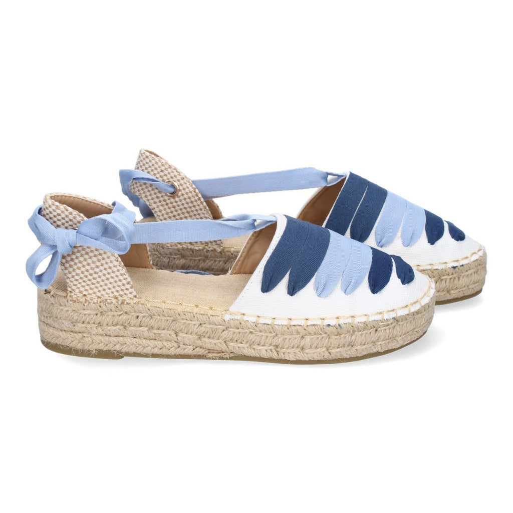 Alpargata Plana Valenciana con Cintas Decorativas Azules para Mujer