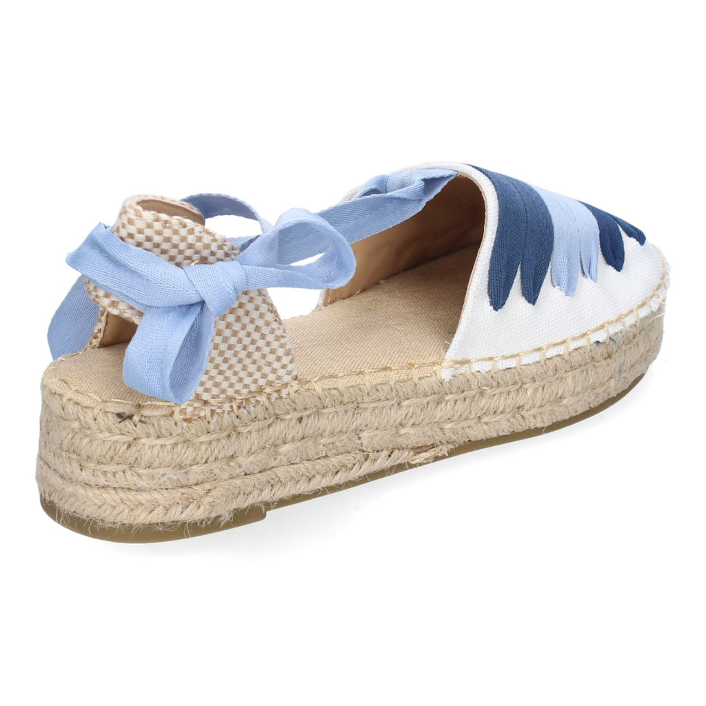 Alpargata Plana Valenciana con Cintas Decorativas Azules para Mujer