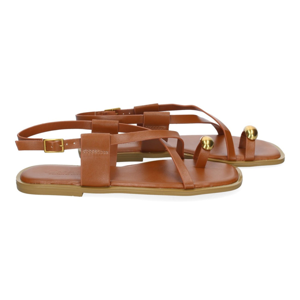 Sandalias Tiras Finas Mujer -Camel