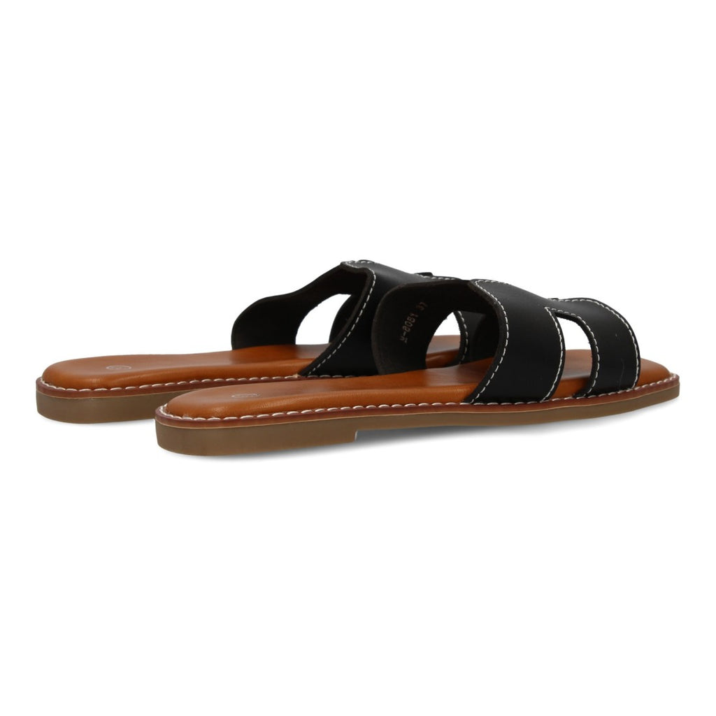 Sandalias con Pala Decorada -Negro