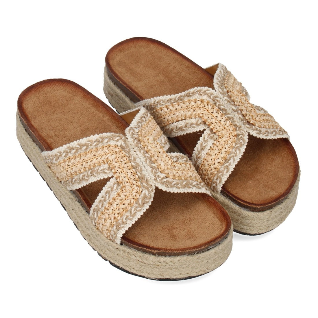 Sandalia Plana Trenzada – Look Veraniego -Beige