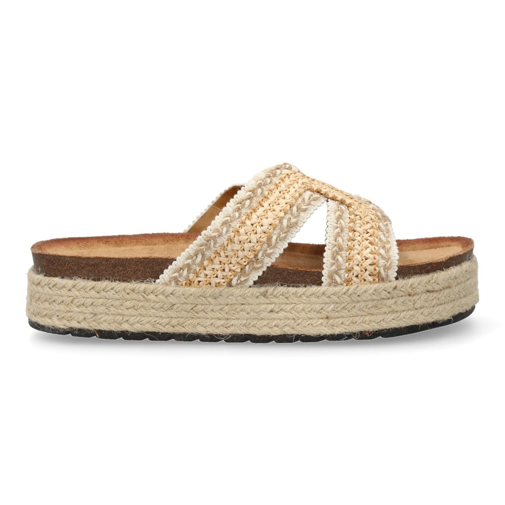 Sandalia Plana Trenzada – Look Veraniego -Beige