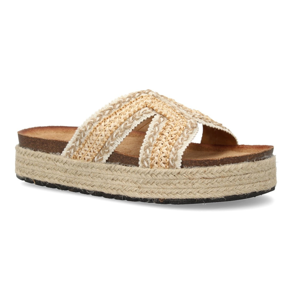Sandalia Plana Trenzada – Look Veraniego -Beige