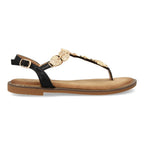 Sandalias planas para mujer comodas elegantes con detalles brillantes-TF5552-Negro