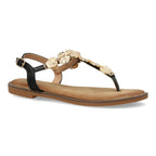 Sandalias planas para mujer comodas elegantes con detalles brillantes-TF5552-Negro