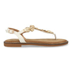 Sandalias planas para mujer comodas elegantes con detalles brillantes-TF5552-Blanco