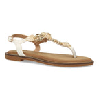 Sandalias planas para mujer comodas elegantes con detalles brillantes-TF5552-Blanco