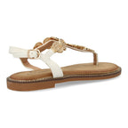Sandalias planas para mujer comodas elegantes con detalles brillantes-TF5552-Blanco