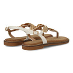 Sandalias planas para mujer comodas elegantes con detalles brillantes-TF5552-Blanco