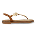 Sandalias planas para mujer comodas elegantes con detalles brillantes-TF5552-Oro