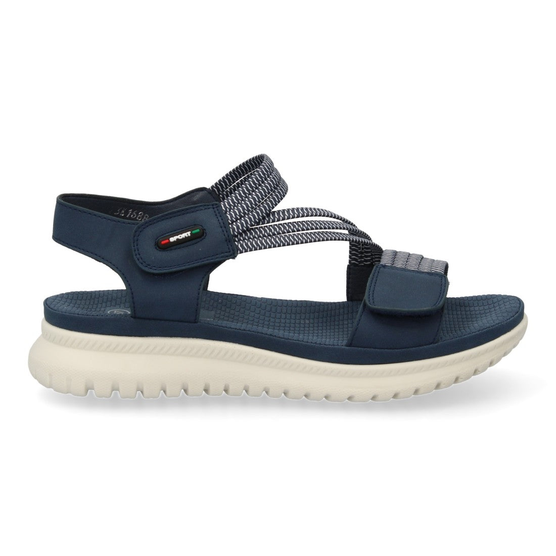Sandalia Plana Mujer con Doble Velcro -Marino