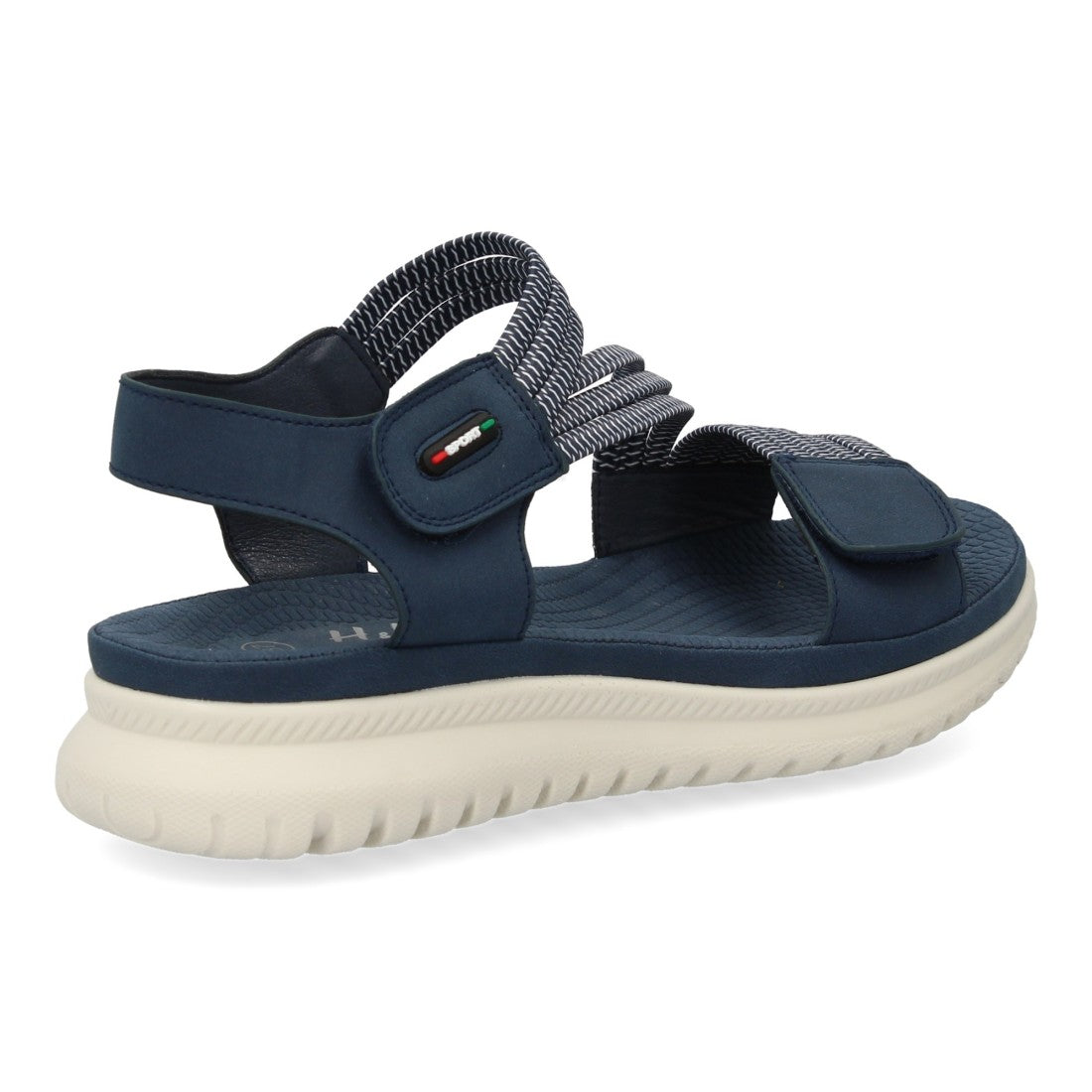 Sandalia Plana Mujer con Doble Velcro -Marino