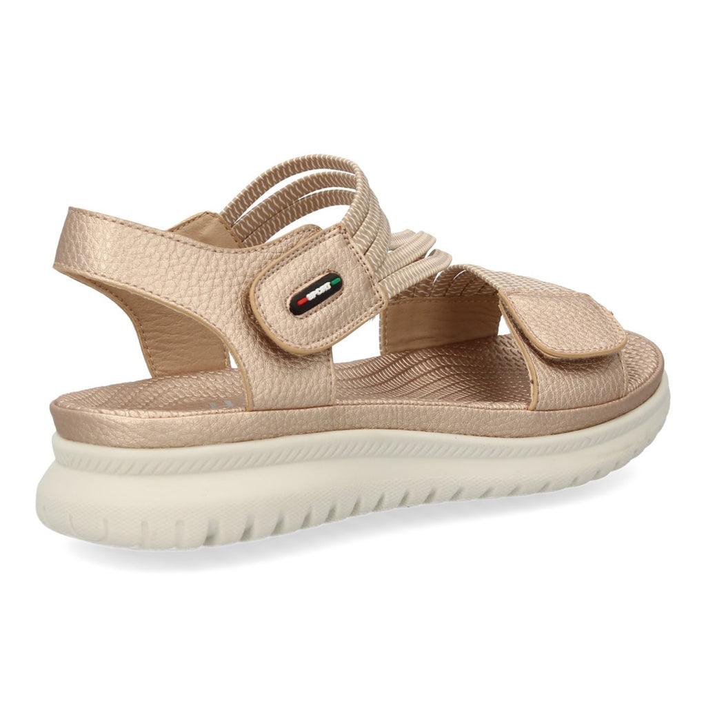 Sandalia Plana Mujer con Doble Velcro - Champan