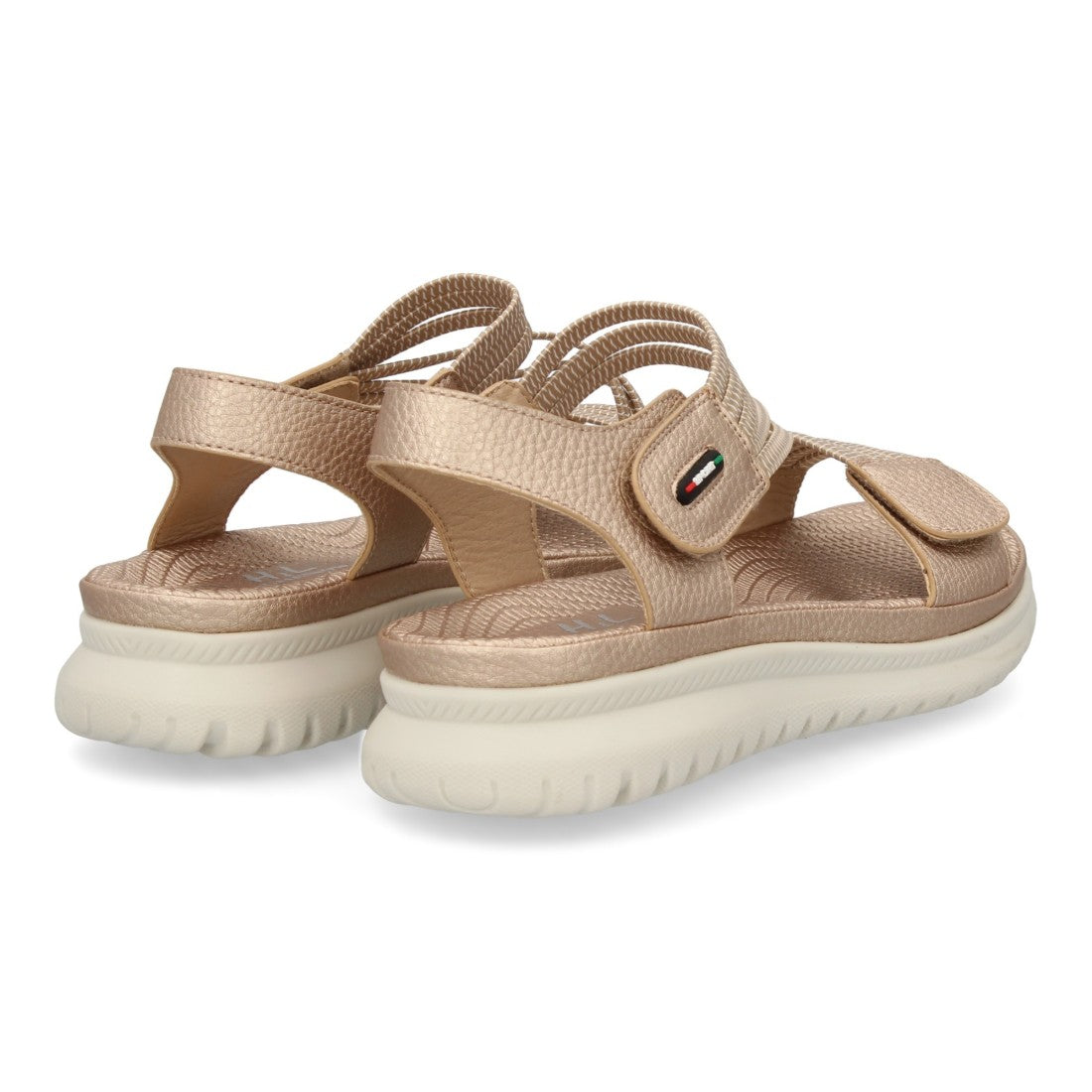 Sandalia Plana Mujer con Doble Velcro - Champan