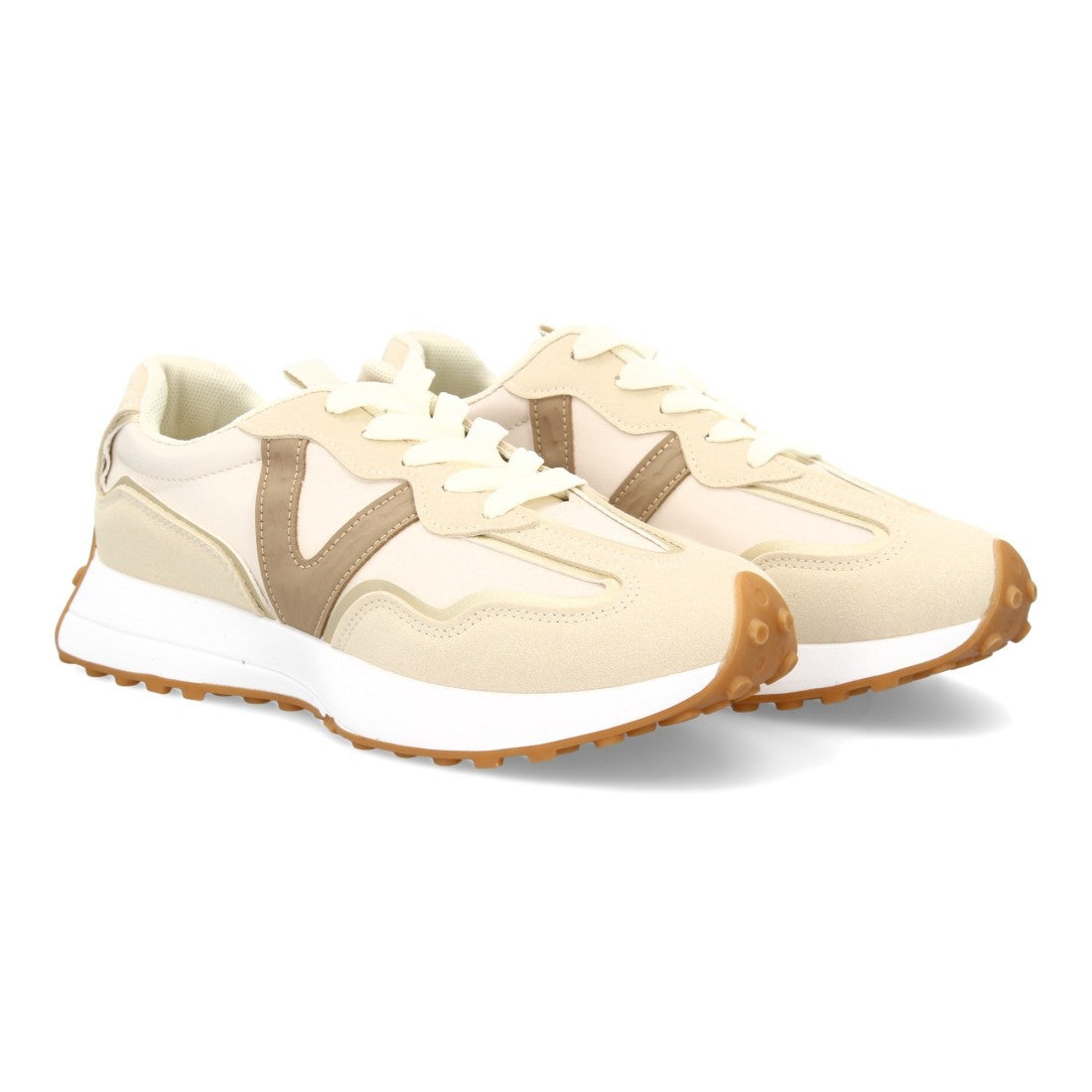 Zapatilla Casual  con Detalle en “V” - SL-762-Beige