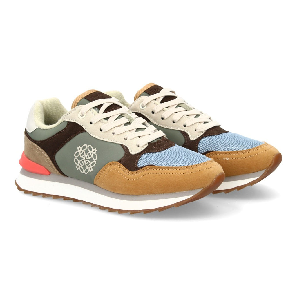 Zapatilla Urbana con Paneles Multicolor - con Detalle Rosa