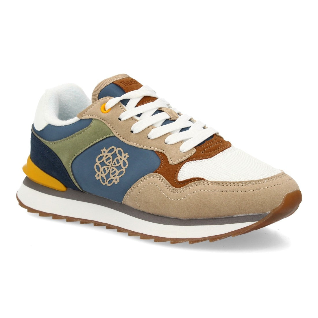 Zapatilla Urbana con Paneles Multicolor - con Detalle Amarillo