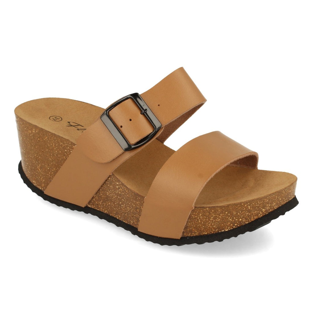 Sandalia de Cuña Bio con Pala Fina y Hebilla - M-08-Taupe