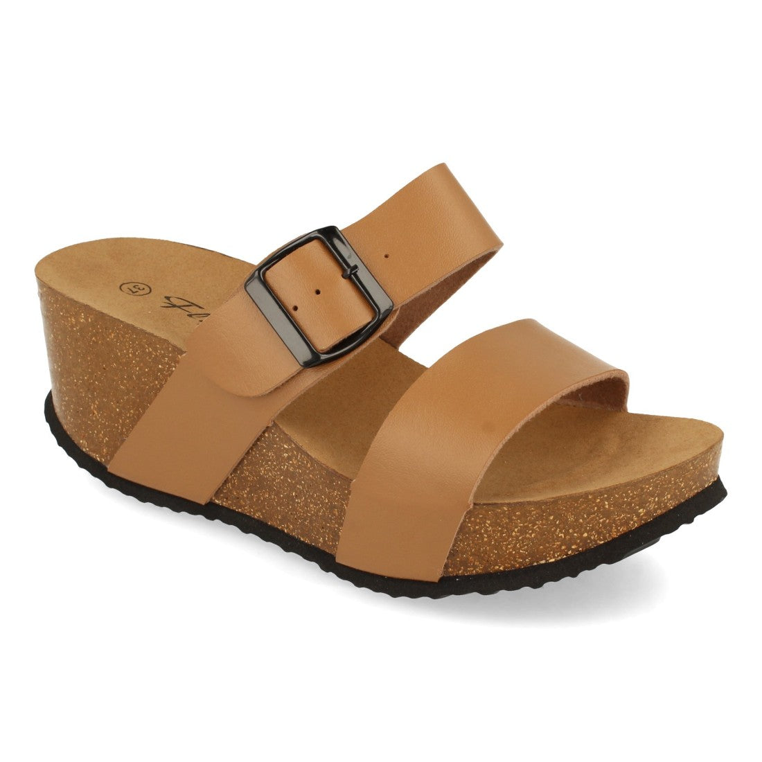 Sandalia de Cuña Bio con Pala Fina y Hebilla - M-08-Taupe