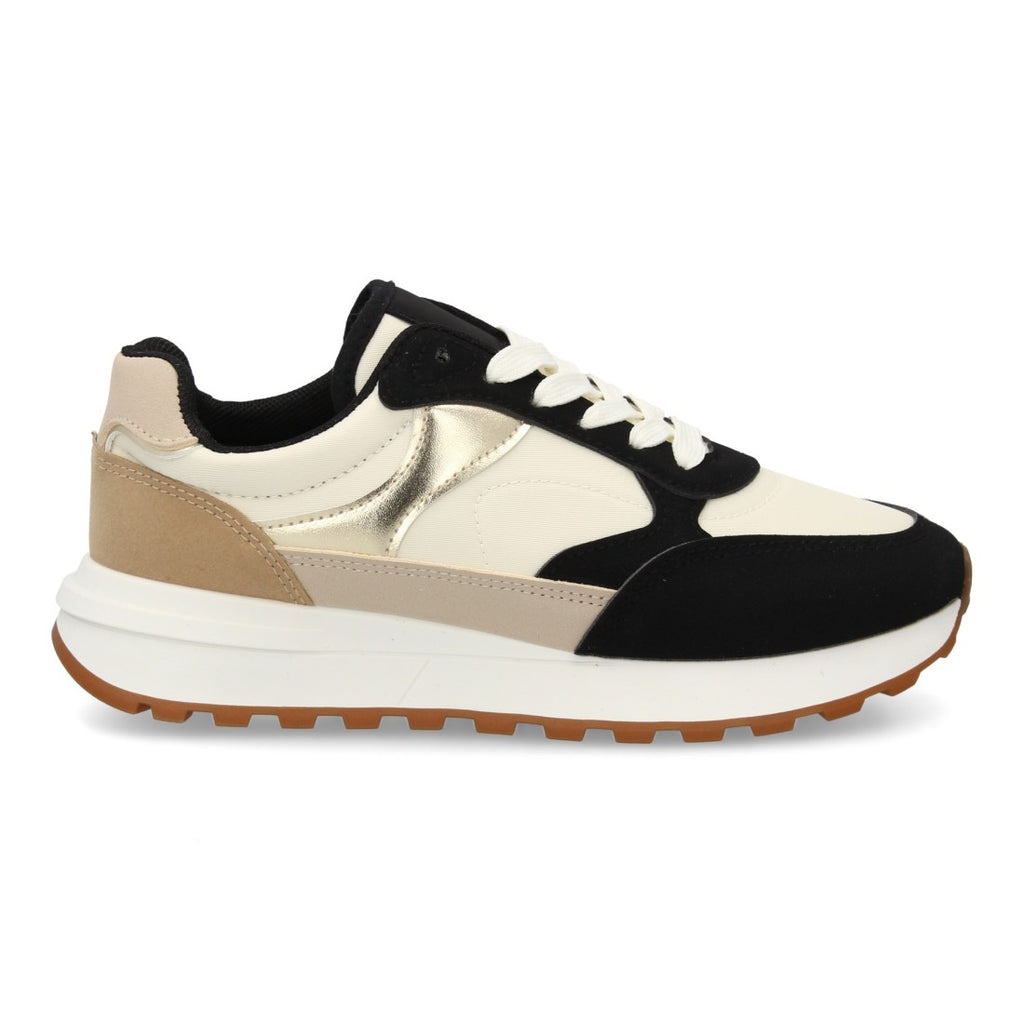 Sneaker Casual con Suela Amortiguada - Negro & Champán