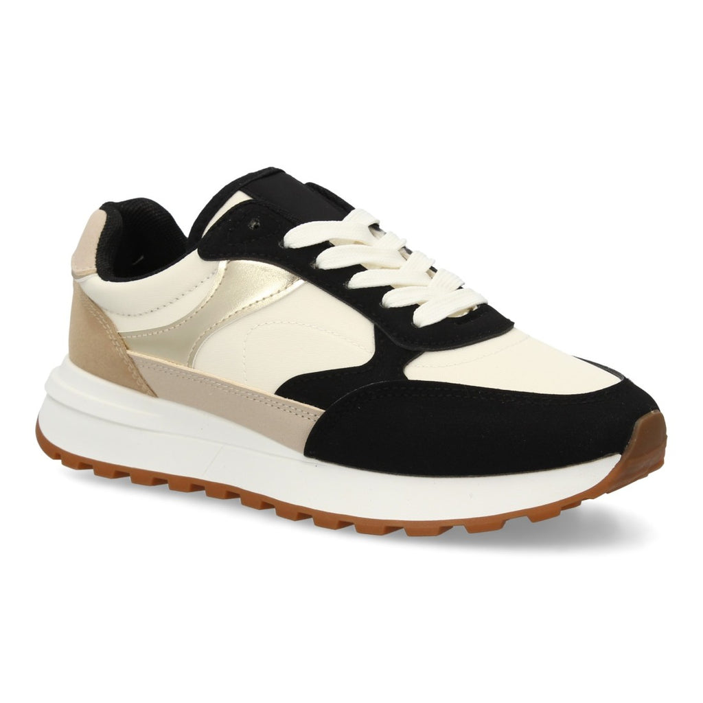 Sneaker Casual con Suela Amortiguada - Negro & Champán