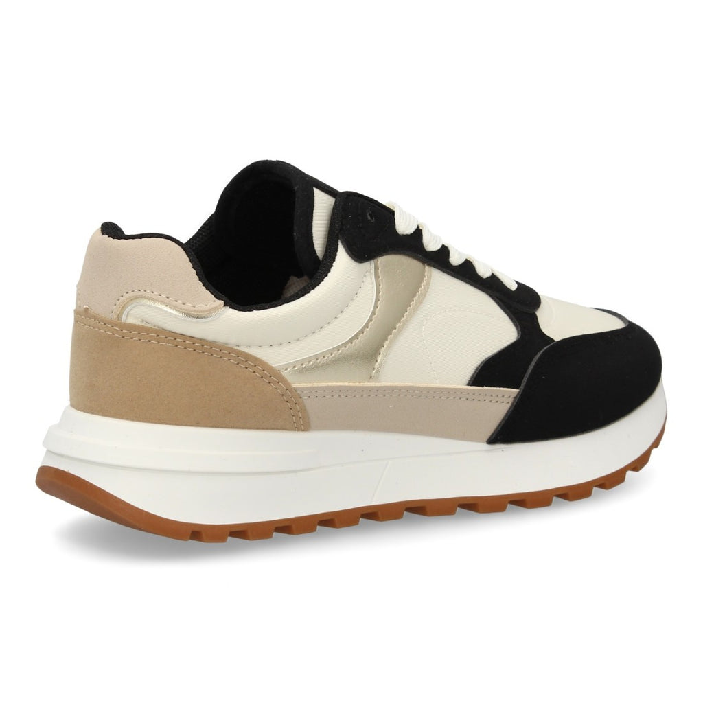 Sneaker Casual con Suela Amortiguada - Negro & Champán
