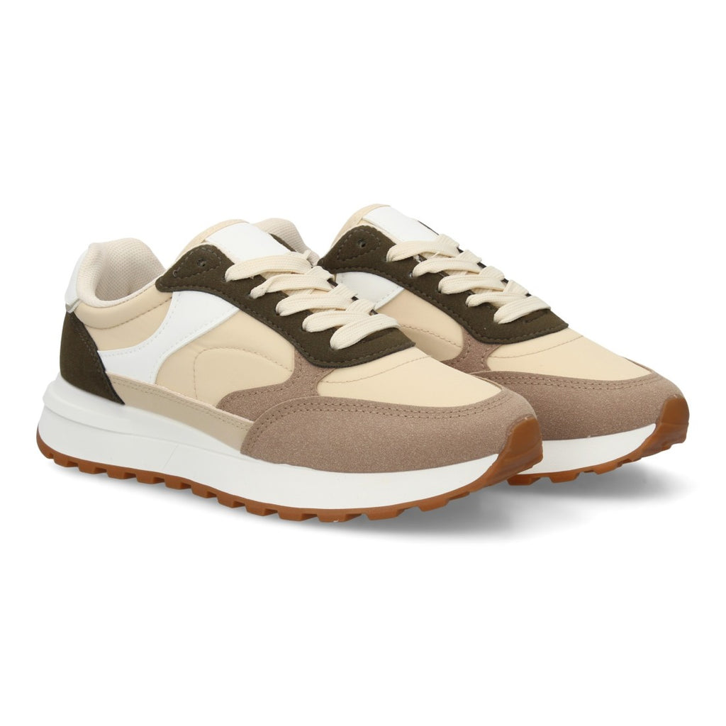 Sneaker Casual con Suela Amortiguada - Beige & Kaki