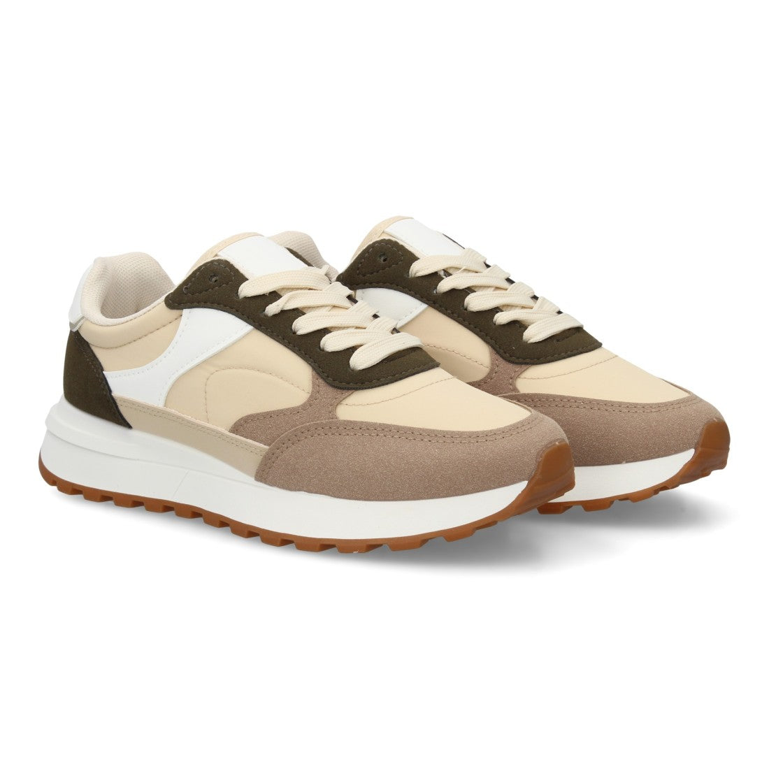 Sneaker Casual con Suela Amortiguada - Beige & Kaki