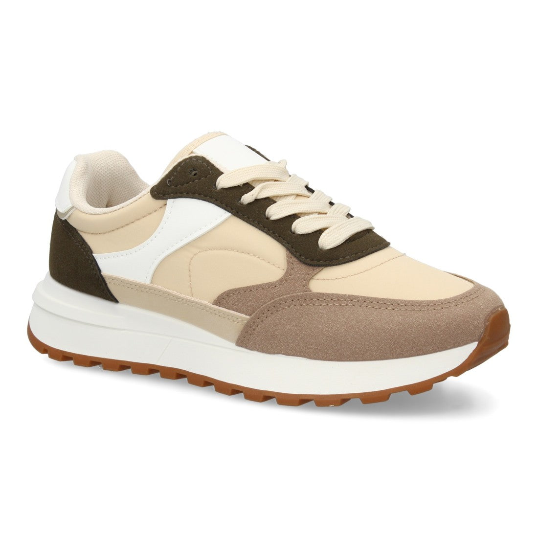 Sneaker Casual con Suela Amortiguada - Beige & Kaki