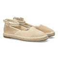 Alpargatas planas estilo bailarina con cintas al tobillo-Kaki