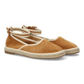 Alpargatas planas estilo bailarina con cintas al tobillo-Camel