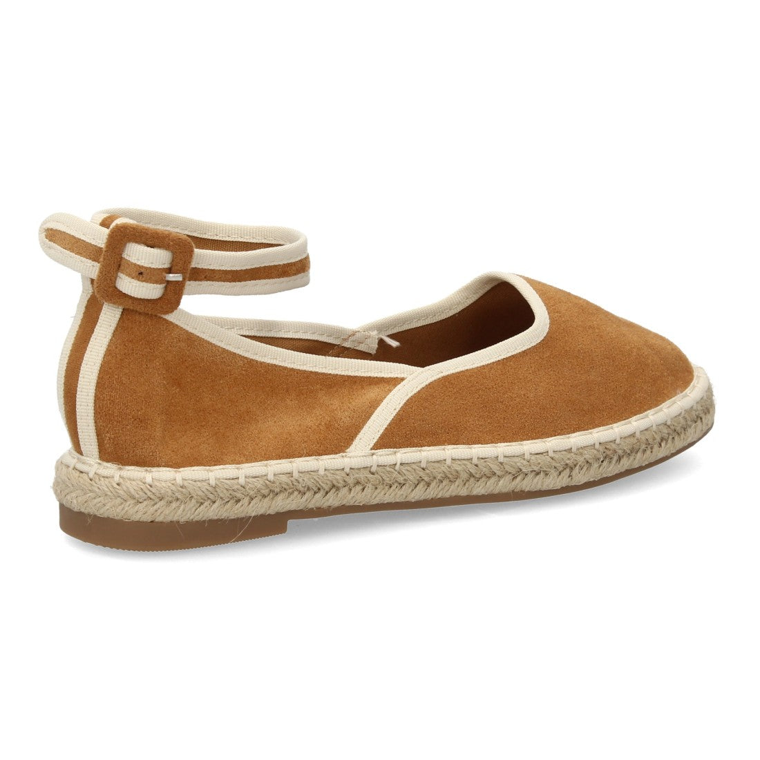 Alpargatas planas estilo bailarina con cintas al tobillo-Camel