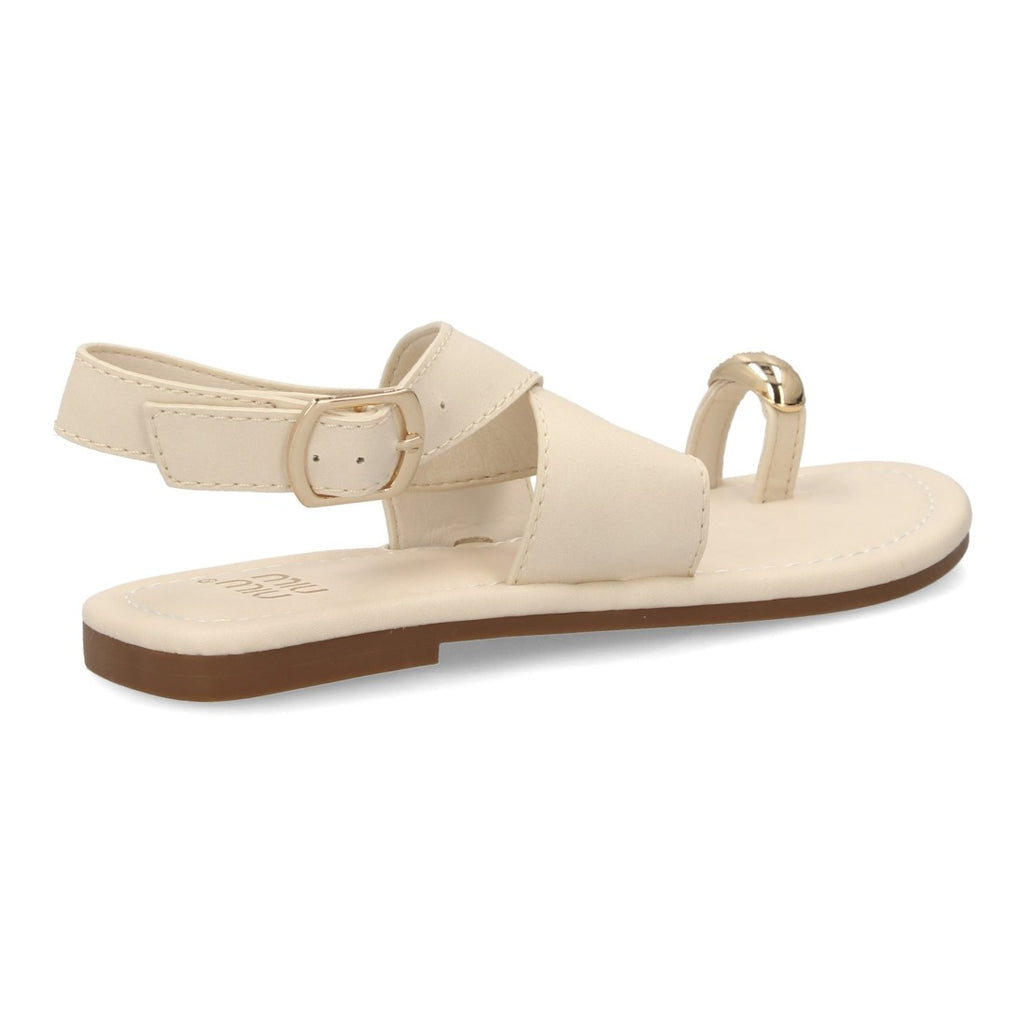 Sandalias planas elegantes mujer con adorno metálico - KK-1017-Beige