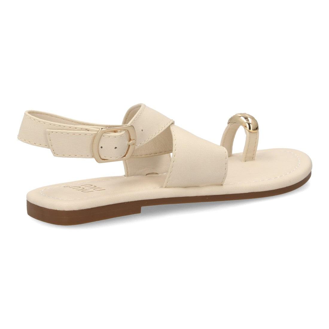 Sandalias planas elegantes mujer con adorno metálico - KK-1017-Beige