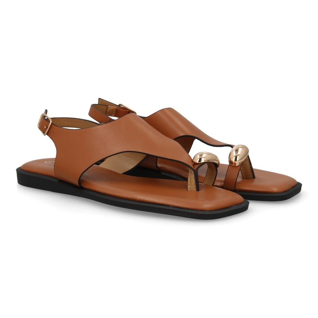 Sandalia plana moderna elegante para mujer - DD272-Camel