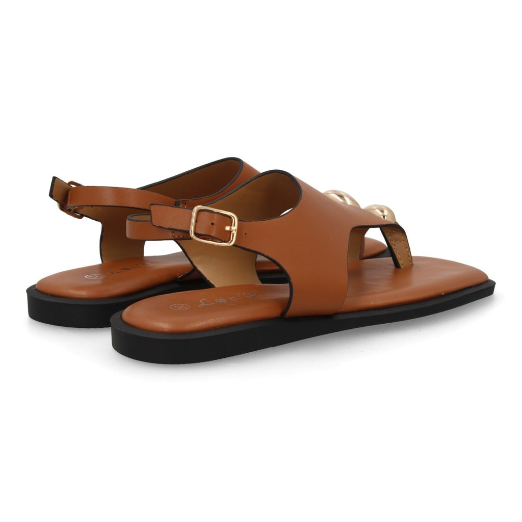 Sandalia plana moderna elegante para mujer - DD272-Camel