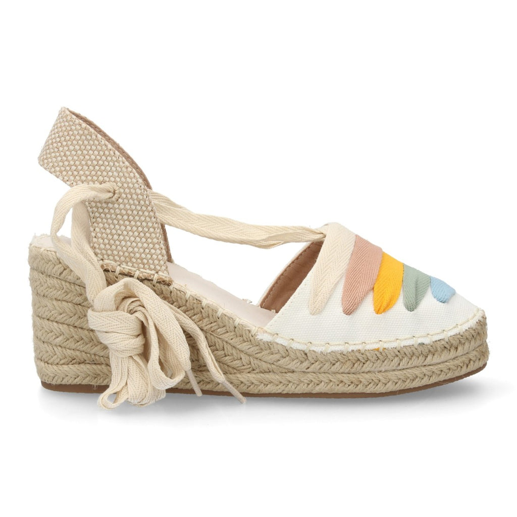 Alpargata valenciana cuña lazada para mujer - Blanco