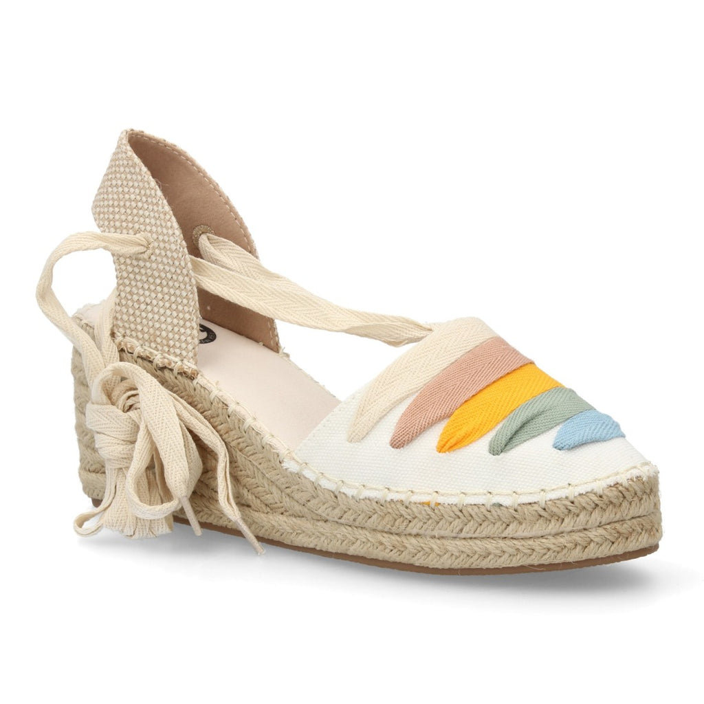 Alpargata valenciana cuña lazada para mujer - Blanco