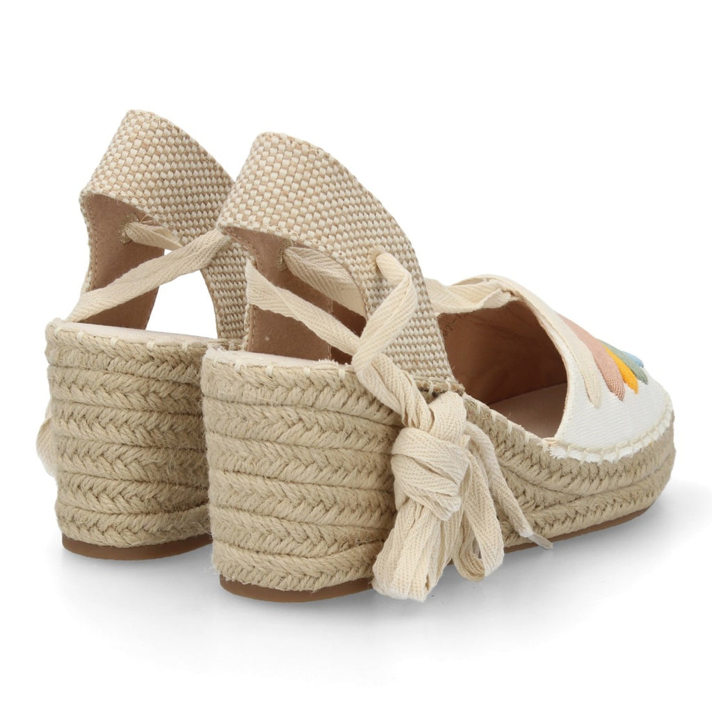 Alpargata valenciana cuña lazada para mujer - Blanco