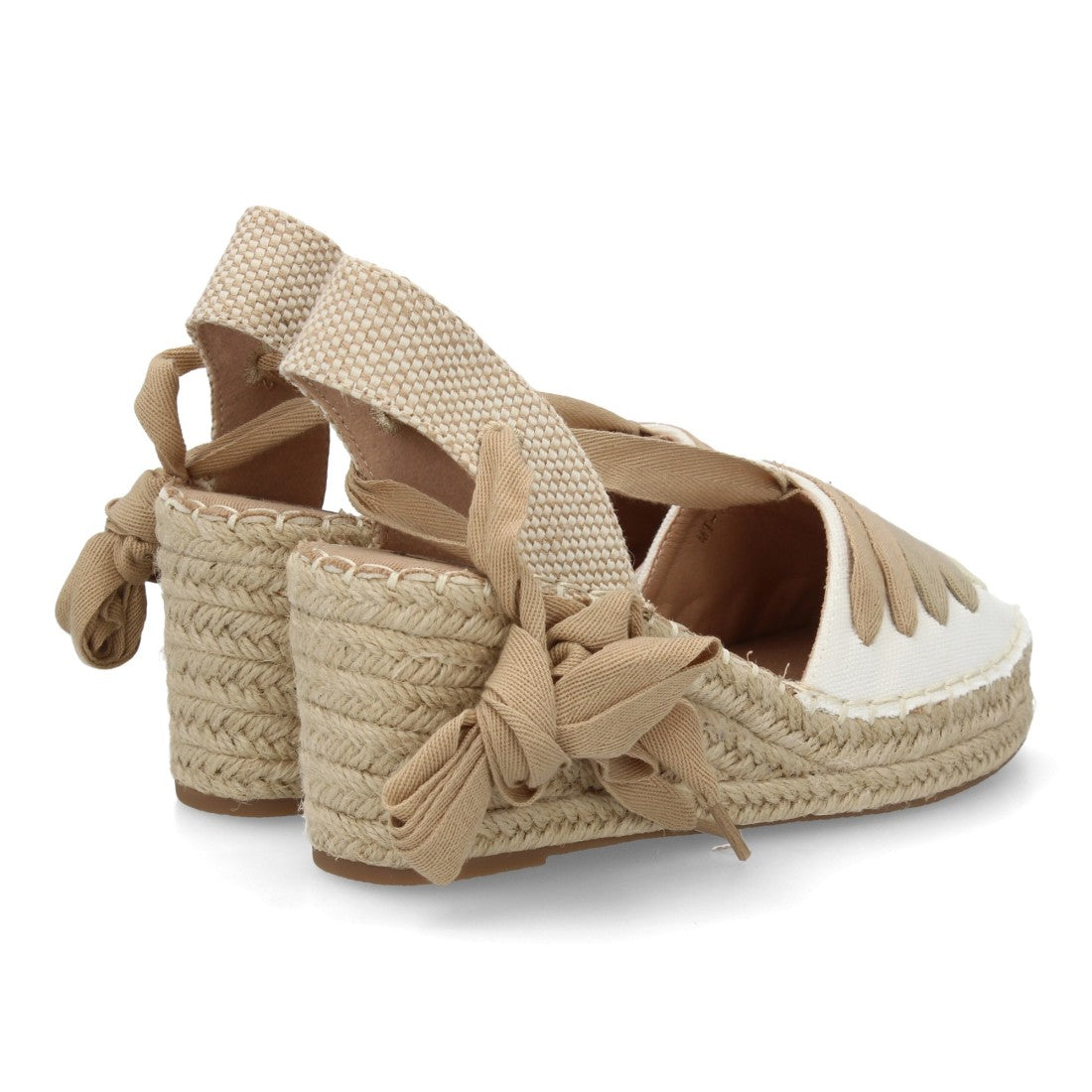 Alpargata valenciana cuña lazada para mujer - Kaki