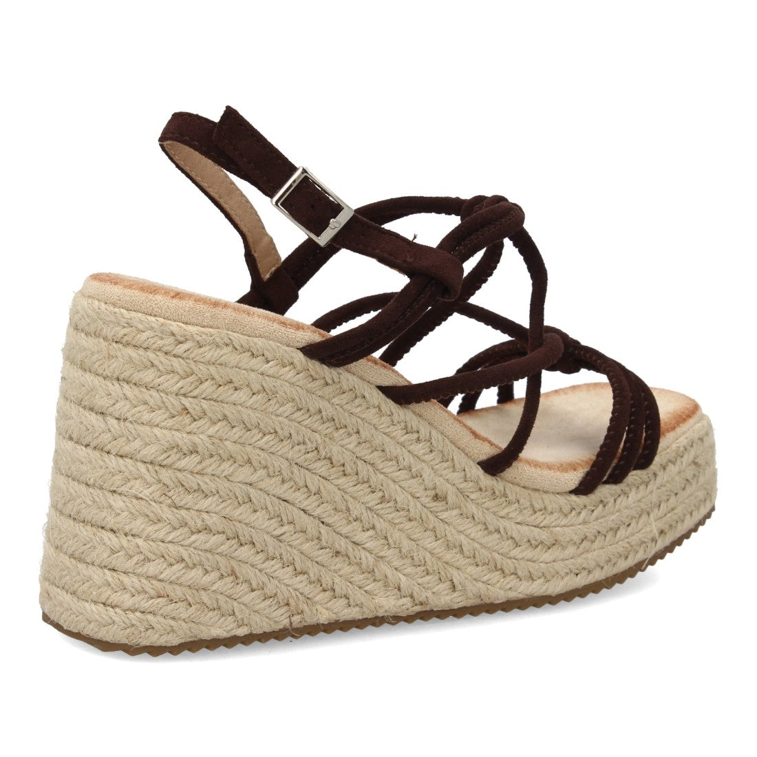Sandalias de cuña de yute con Tiras Cruzadas - Marron