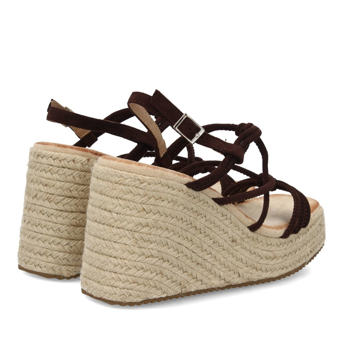 Sandalias de cuña de yute con Tiras Cruzadas - Marron