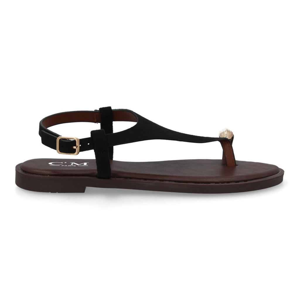 Sandalia plana empeine cubierto mujer - 5270-Negro