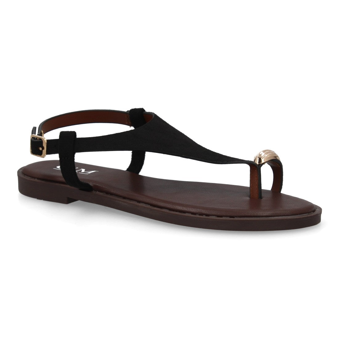 Sandalia plana empeine cubierto mujer - 5270-Negro