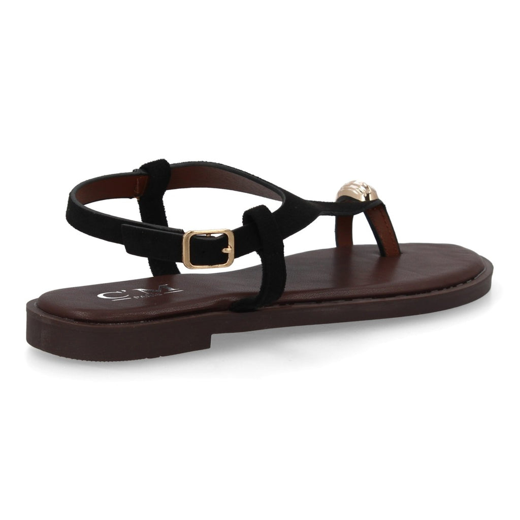 Sandalia plana empeine cubierto mujer - 5270-Negro